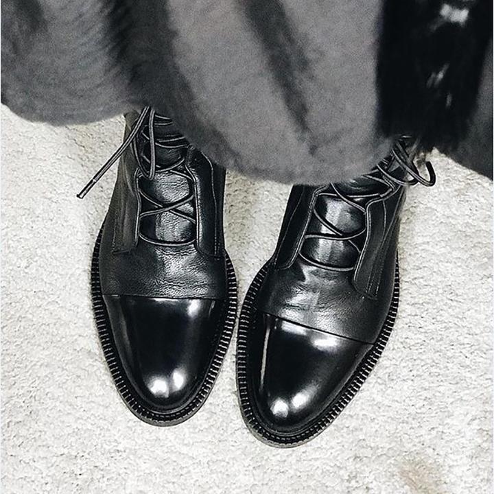 Bottes femme à lacets, bout rond et talon