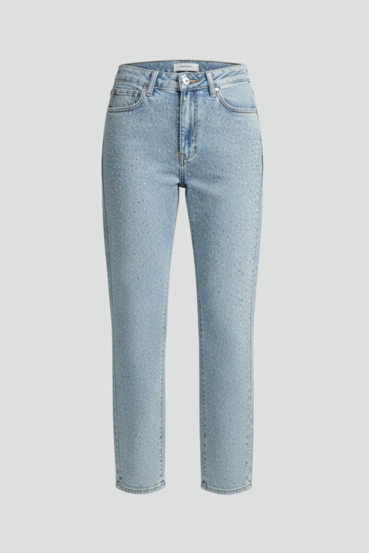 Jeans til damer med høj talje og blank overflade