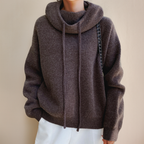 Sweat à capuche en maille femme avec col cheminée