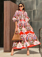 Women's Red Floral Dress With a Flowy Cut for Summer