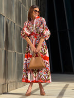 Women's Red Floral Dress With a Flowy Cut for Summer