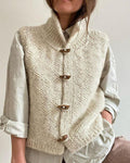 Gilet donna in maglia senza maniche con bottoni di legno