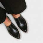 Sorte loafers til damer med spids tå