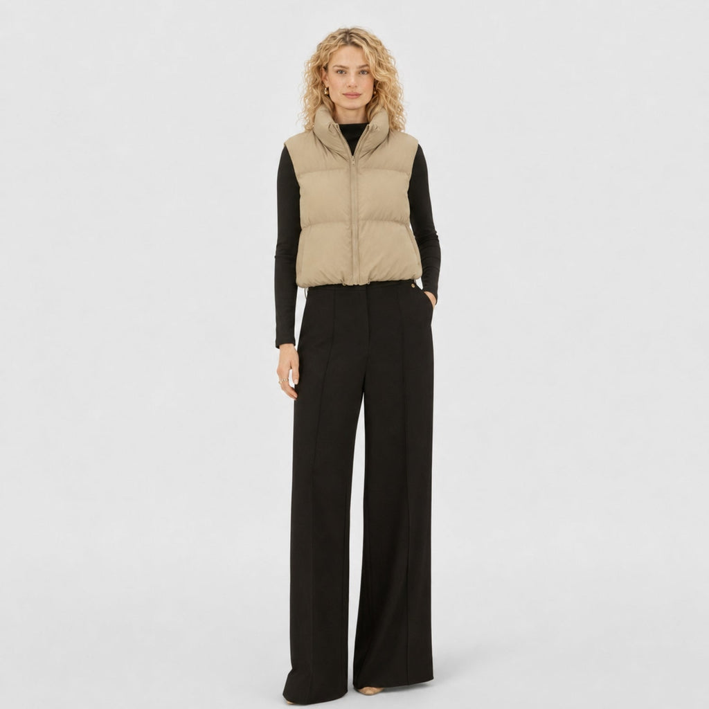 Gilet sans manches matelassé femme court à col montant