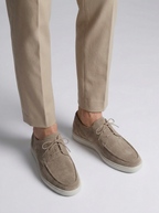 Mocassins homme à lacets, surpiqûres, semelle plate
