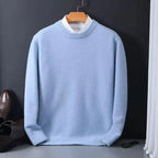 Jersey de hombre liso, holgado, con cuello redondo y manga larga