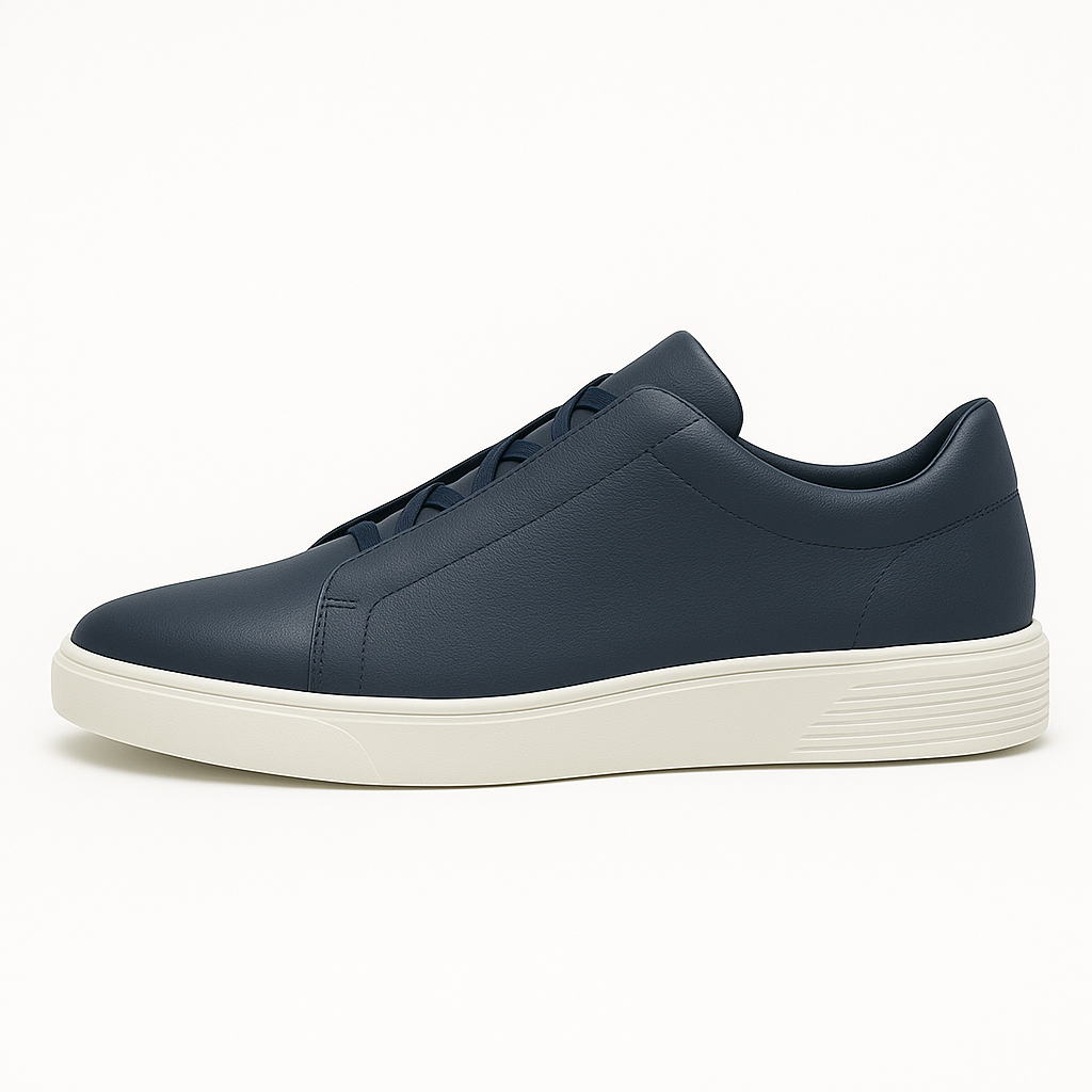 Damskie sneakersy wsuwane z granatową lub białą cholewką i jasną podeszwą