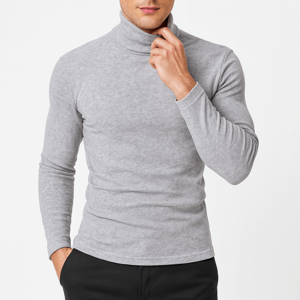 T-shirt uomo a collo alto aderente, manica lunga