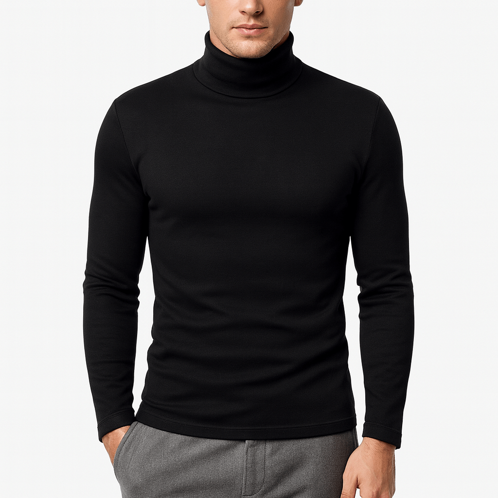 T-shirt uomo a collo alto aderente, manica lunga