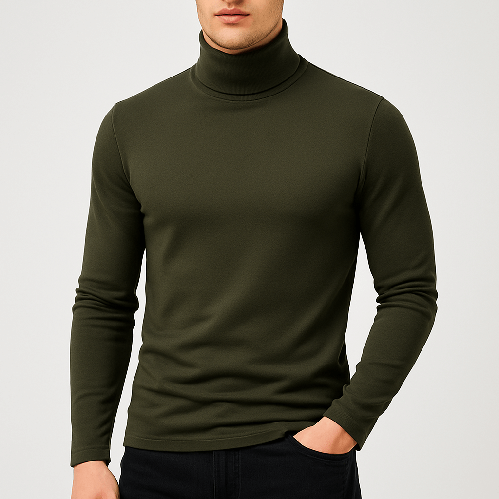 T-shirt uomo a collo alto aderente, manica lunga