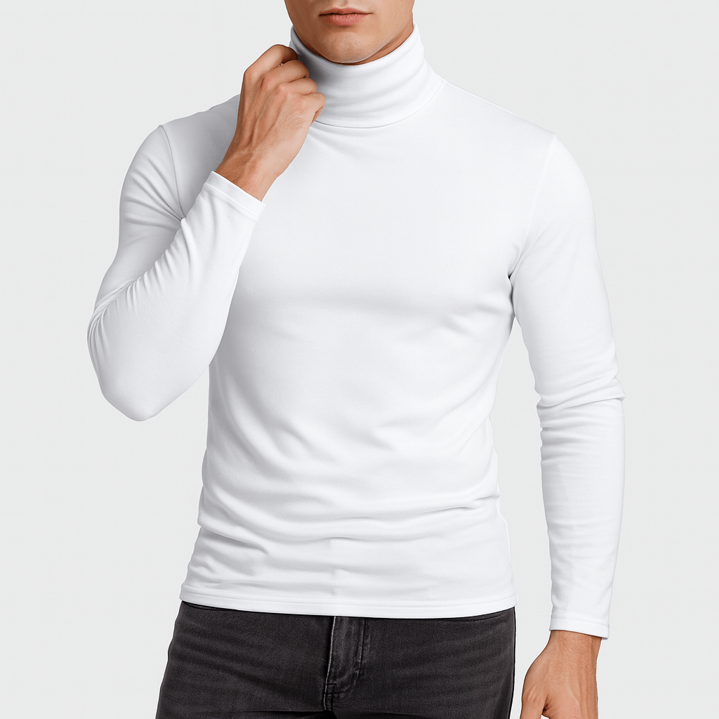 T-shirt uomo a collo alto aderente, manica lunga