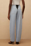 Wide leg jeans til damer med høj talje, lyseblå