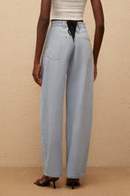 Wide leg jeans til damer med høj talje, lyseblå