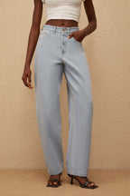 Wide leg jeans til damer med høj talje, lyseblå