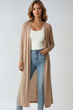 Cardigan long femme ouvert, manches longues