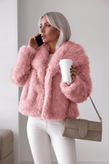 Women's Short Plush Jacket With Long Sleeves