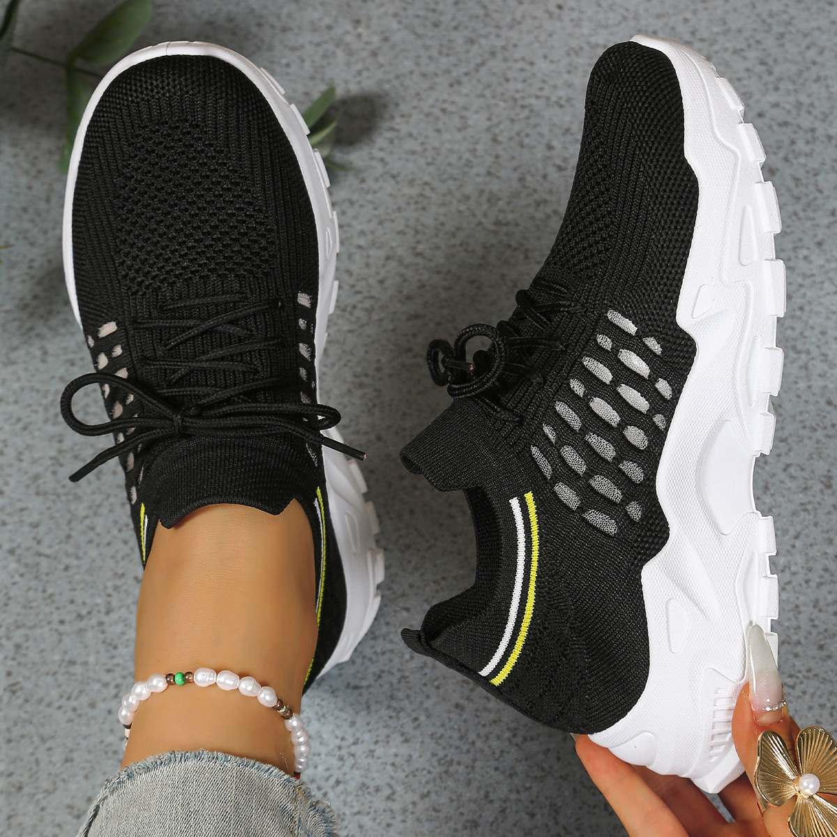 Sneakers donna con plateau con lacci, multicolore