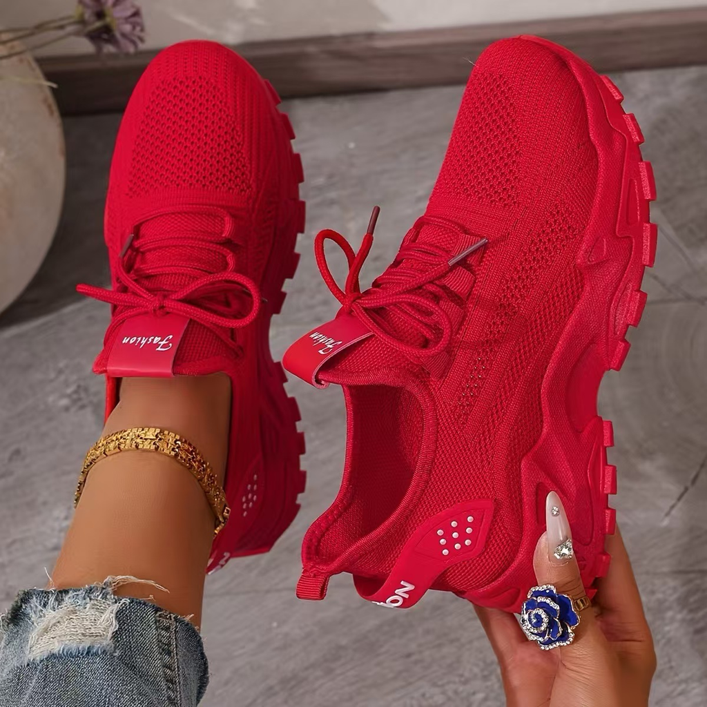 Sneakers donna con plateau con lacci, multicolore