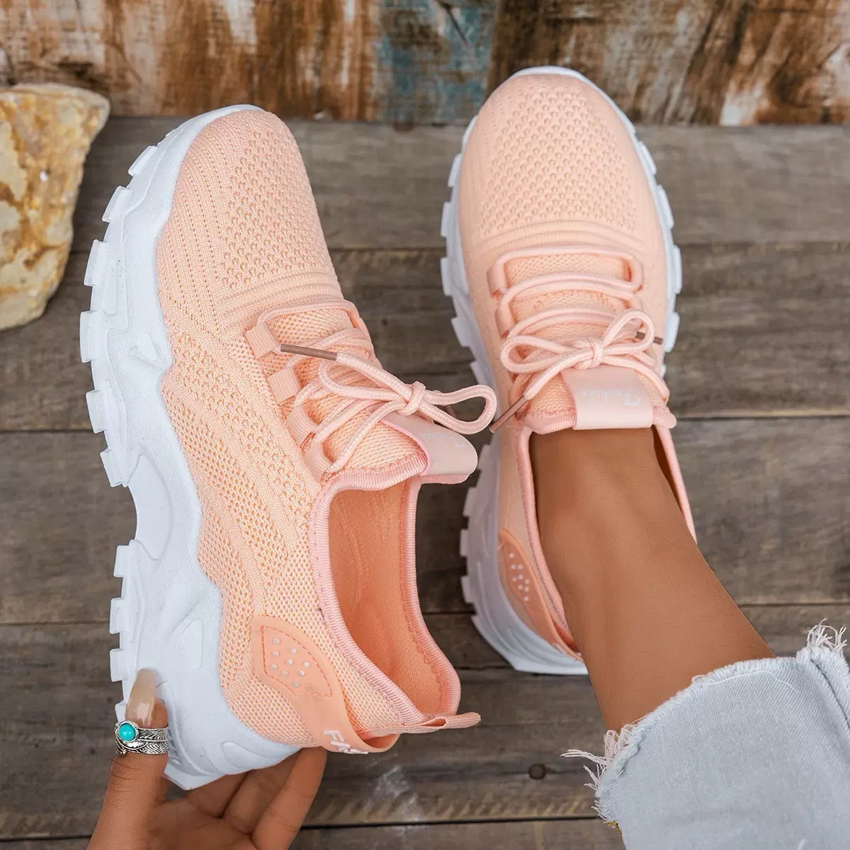Sneakers donna con plateau con lacci, multicolore
