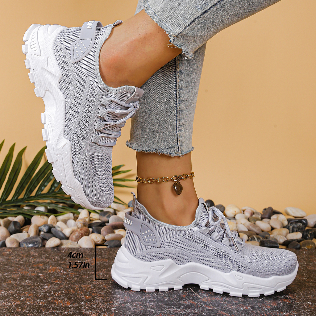 Sneakers donna con plateau con lacci, multicolore