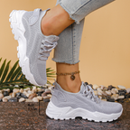 Sneakers donna con plateau con lacci, multicolore