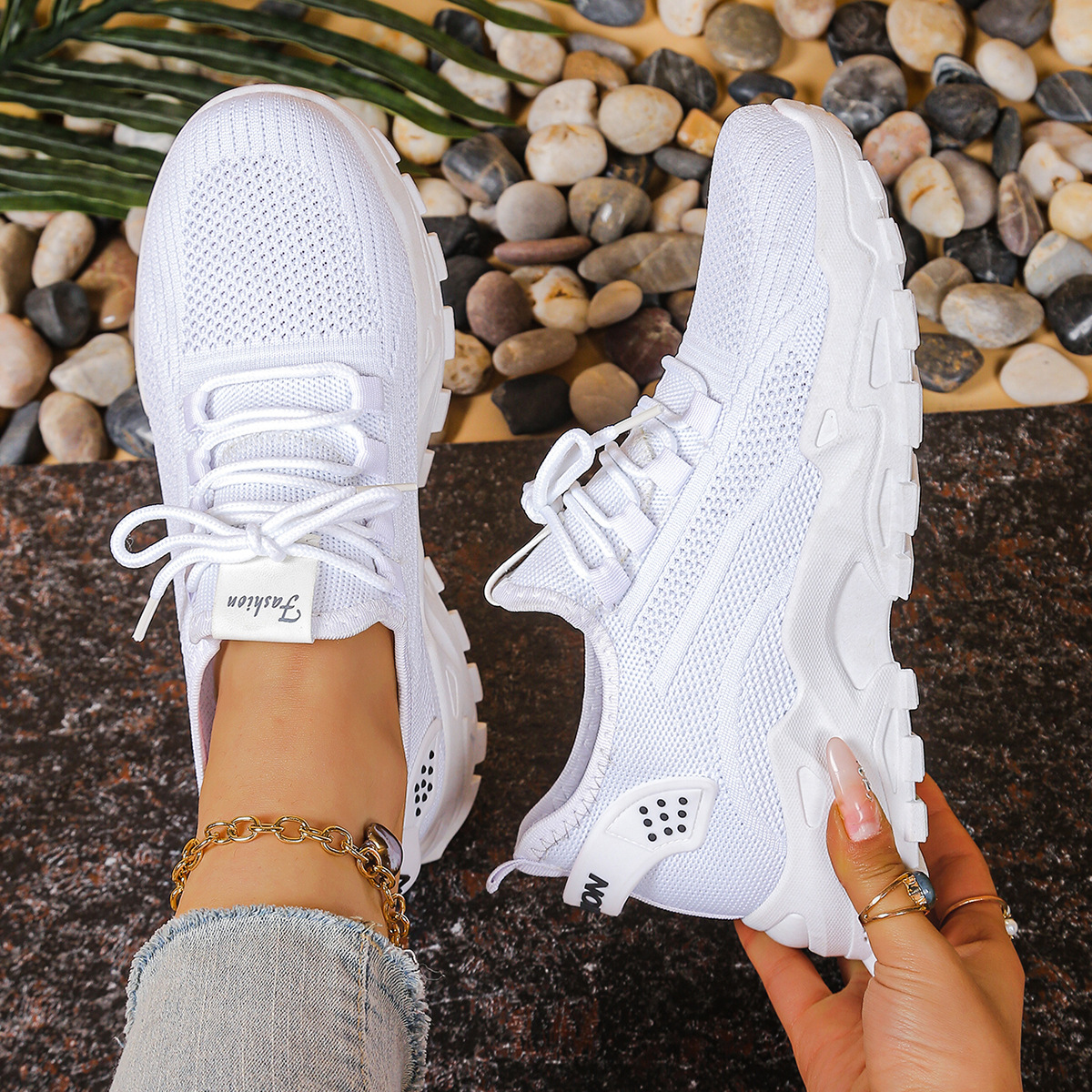 Sneakers donna con plateau con lacci, multicolore