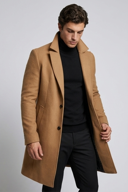 Abrigo largo de hombre formal slim fit con solapas