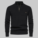 Pull homme en maille à col montant et zip 1/4