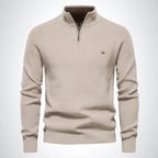 Pull homme en maille à col montant et zip 1/4