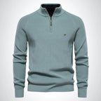 Pull homme en maille à col montant et zip 1/4