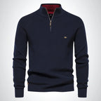 Pull homme en maille à col montant et zip 1/4