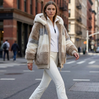 Chaqueta de mujer de paneles con capucha y cremallera