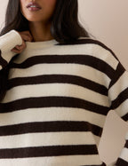Pull femme rayé, col rond, manches longues
