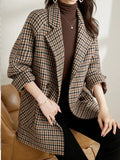 Cappotto donna pied-de-poule con revers e manica 3/4