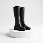 Botas altas de mujer negras con tacón bajo