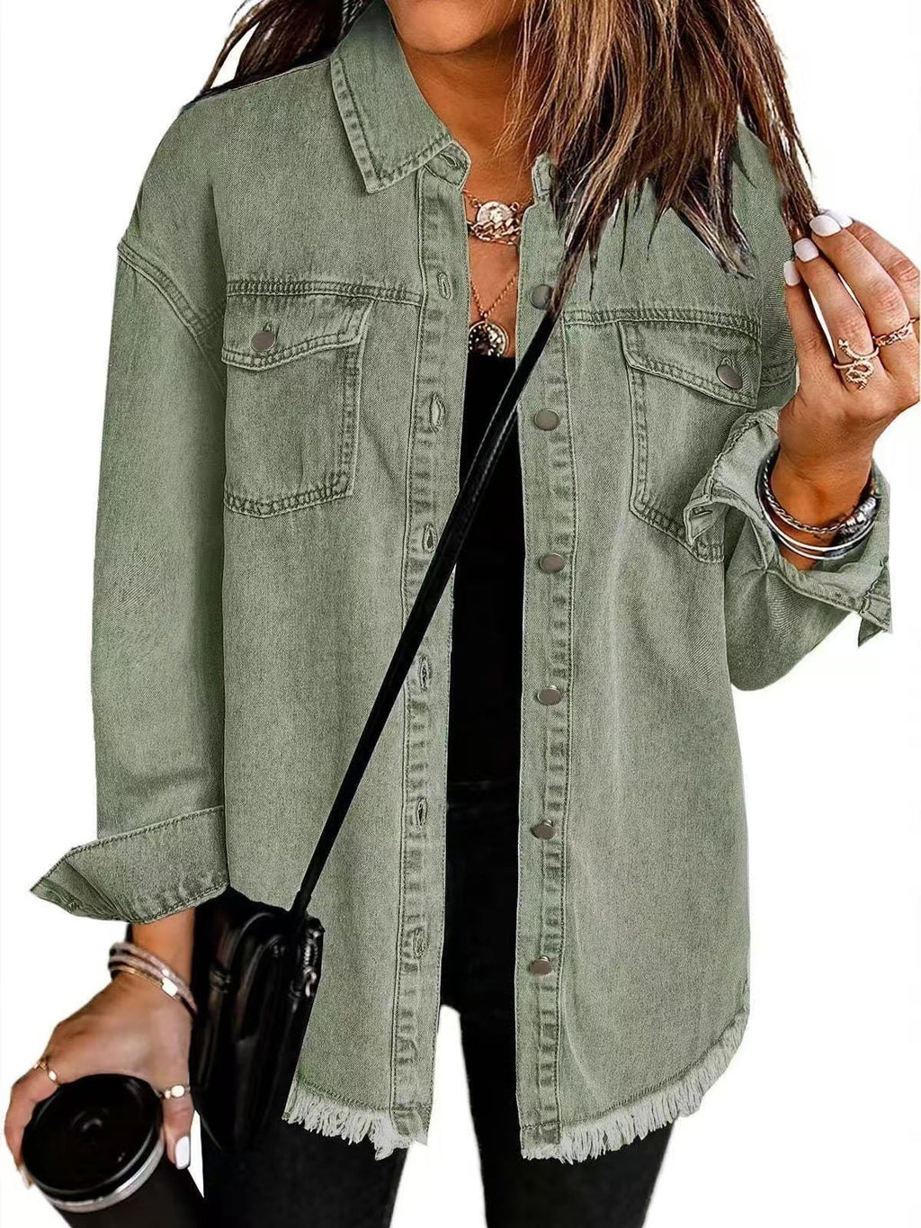 Veste en jean femme à col et poches