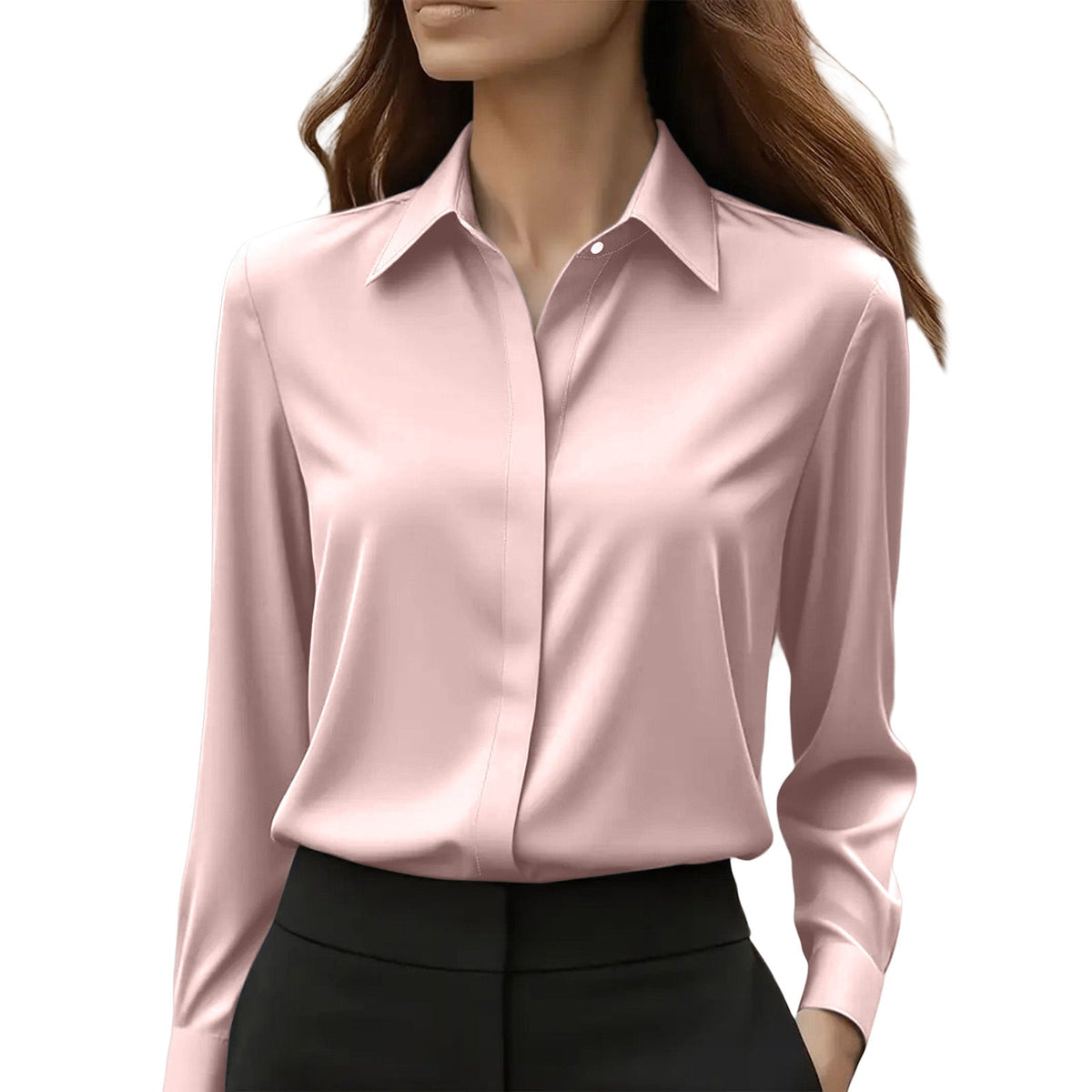 Camicetta donna con colletto classico e maniche lunghe