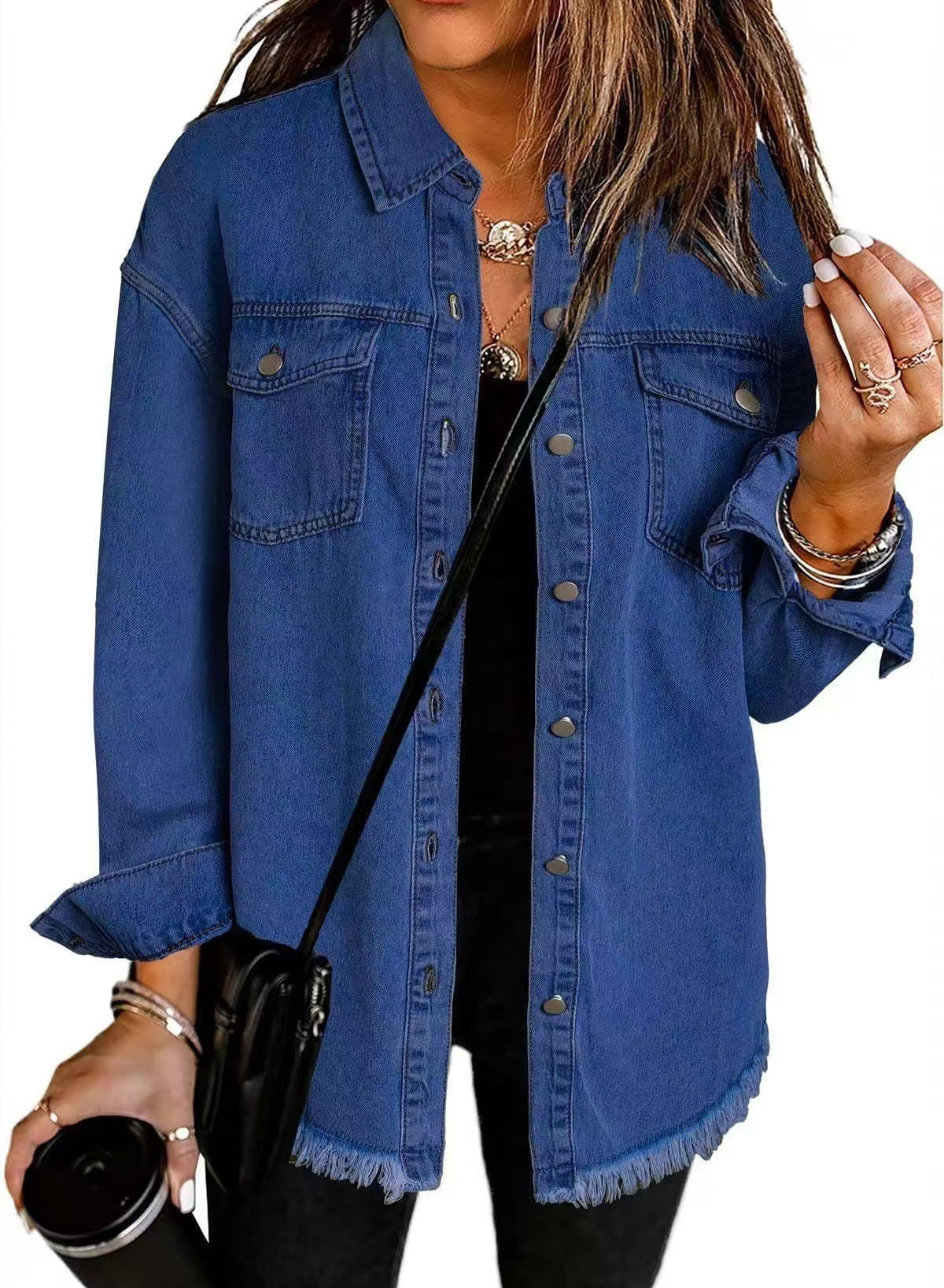 Veste en jean femme à col et poches
