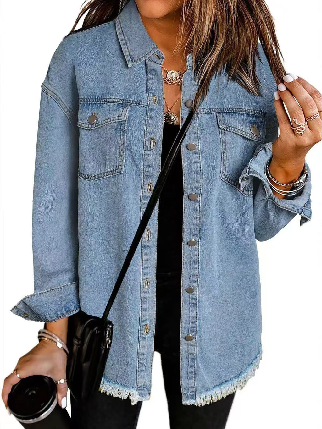 Veste en jean femme à col et poches