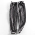 Unisex Corduroy Pants With Elastic Waist, Tapered Legs and Cuffs