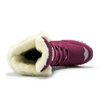 Botas de inverno de mulher de cano alto com atacadores e forro felpudo