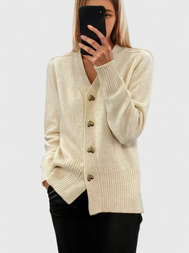 Cardigan donna con scollo a V e bottoni