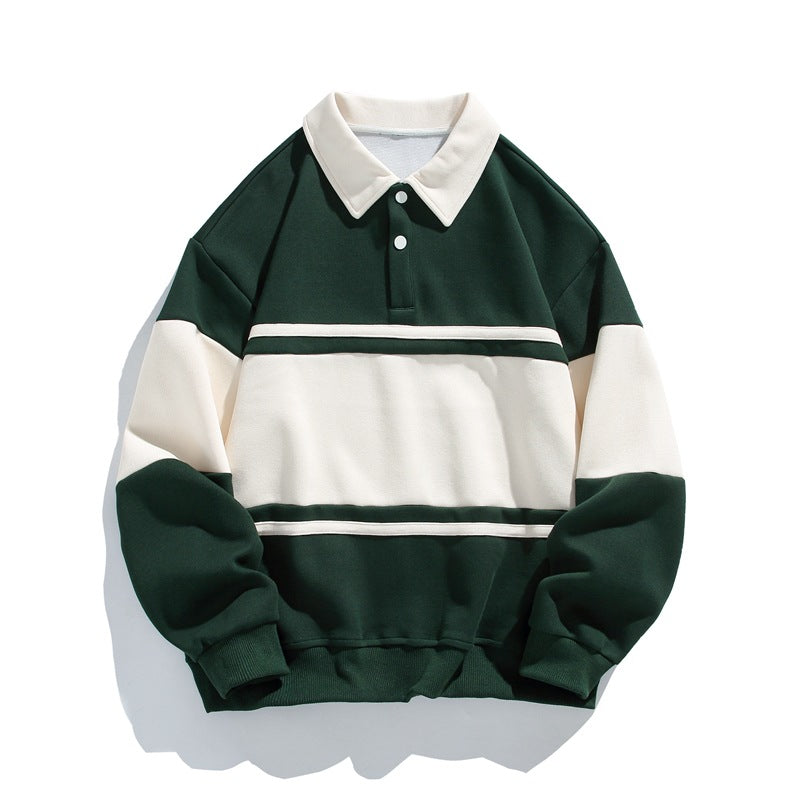 Polo sudadera unisex de rayas con manga larga