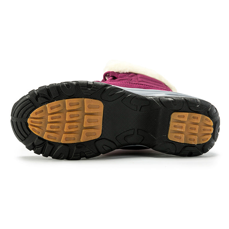 Botas de inverno de mulher de cano alto com atacadores e forro felpudo
