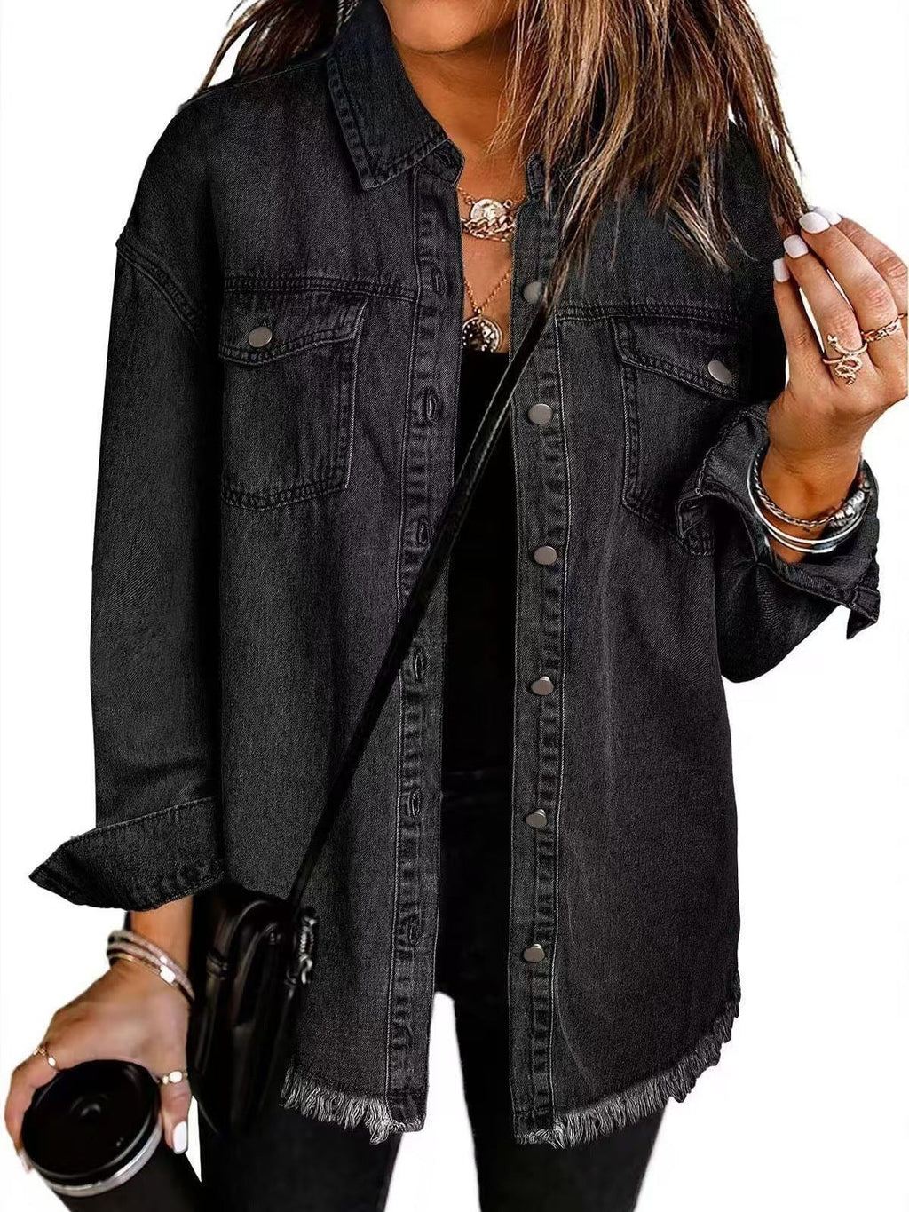 Veste en jean femme à col et poches