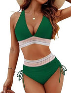 Maillot de bain gainant femme une pièce, coupe amincissante, décolleté