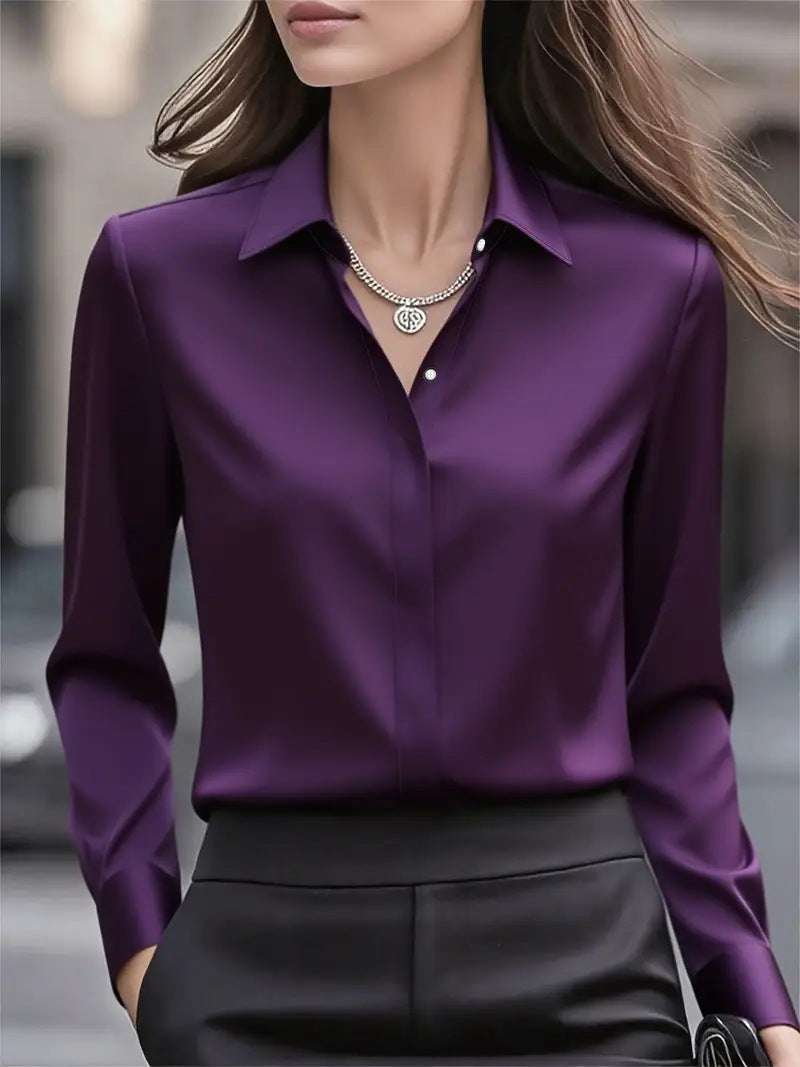 Camicetta donna con colletto classico e maniche lunghe