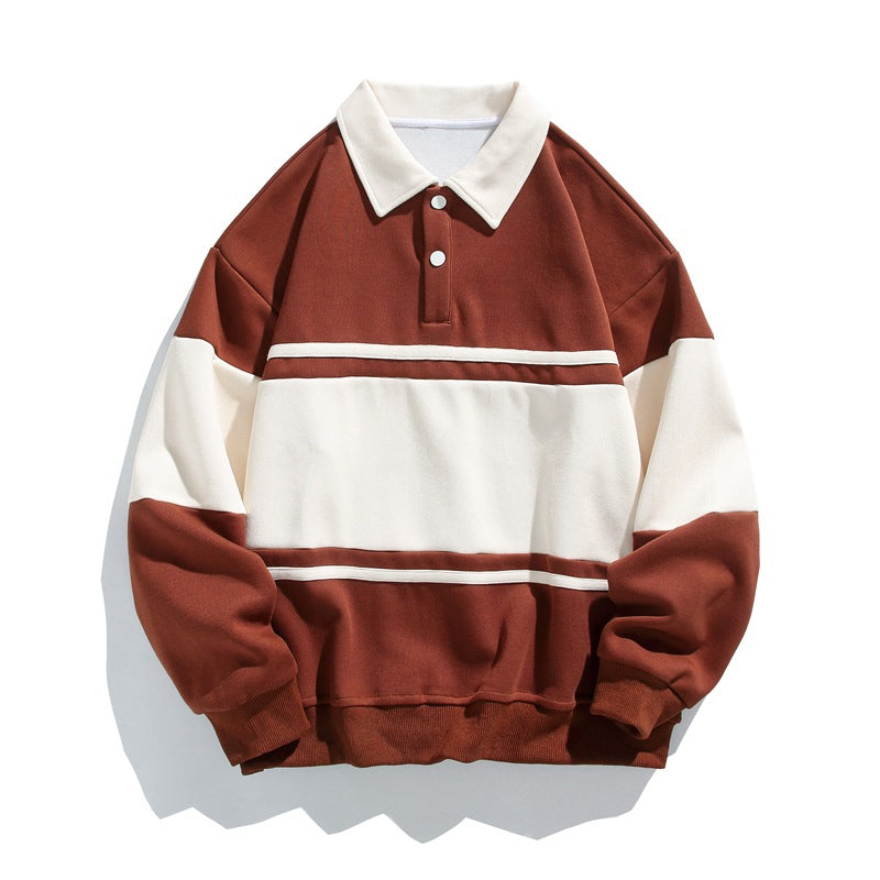 Polo sudadera unisex de rayas con manga larga