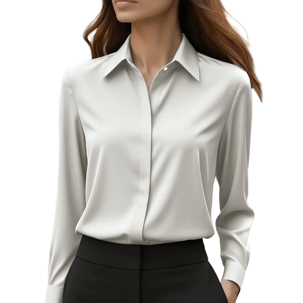 Camicetta donna con colletto classico e maniche lunghe