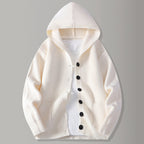Strikket cardigan til mænd med hætte og knapper